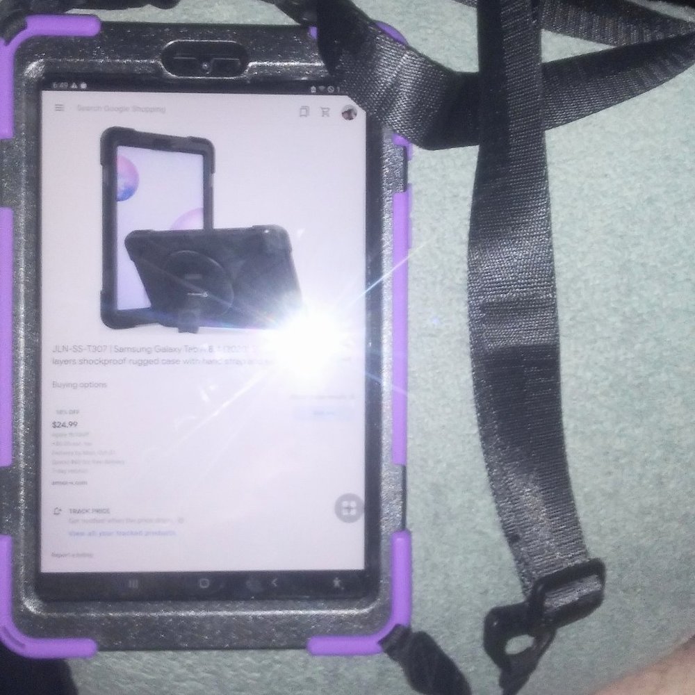 SAMSUNG TABLET WITH RUGGED CASE n SCREEN. PASSWORD LOCKED. NETWORK UNLOCKED.